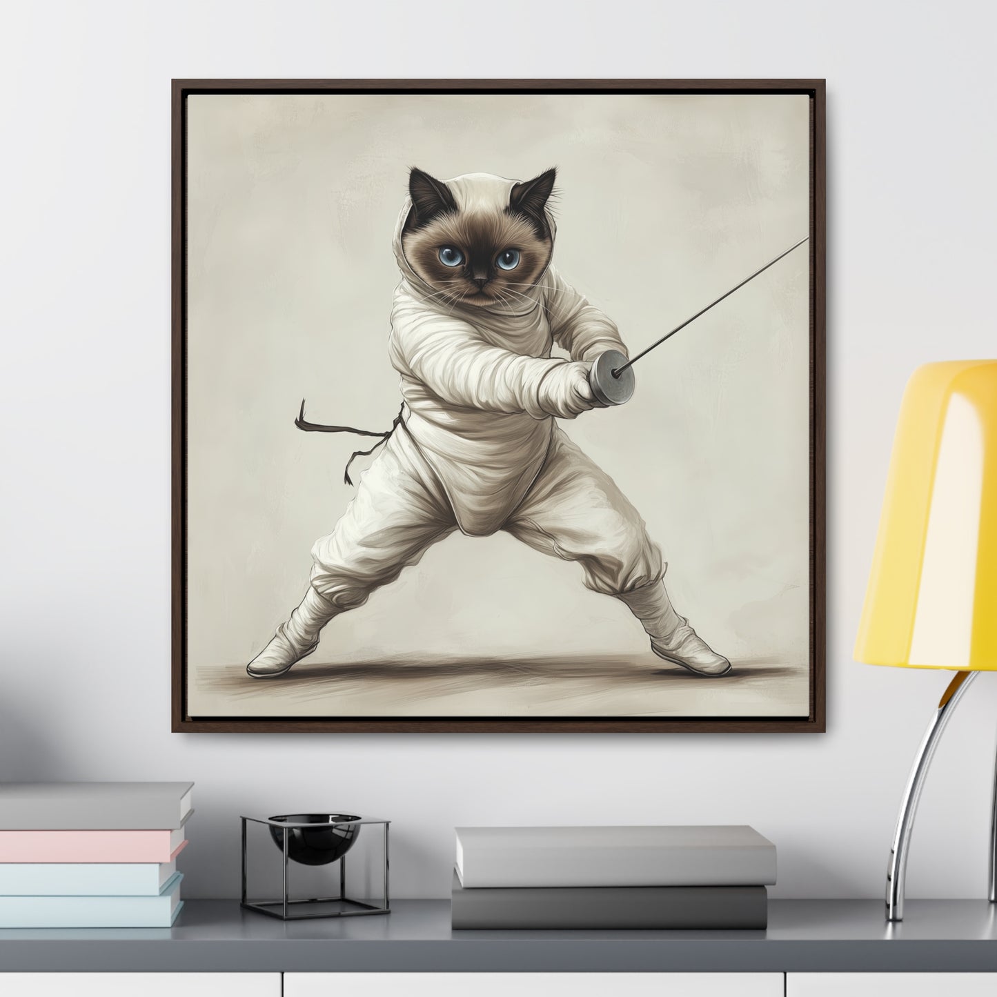 Gallery Canvas Wraps, Square Frame Ragdoll Cat Fencing Duel Illustration