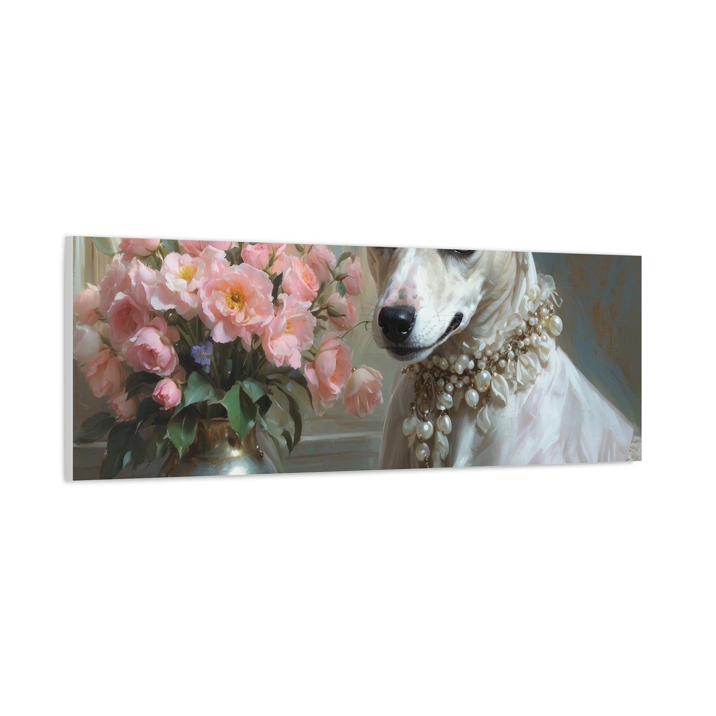 Matte Canvas, Stretched, 1.25" Renaissance Greyhound Lady with Floral Elegance