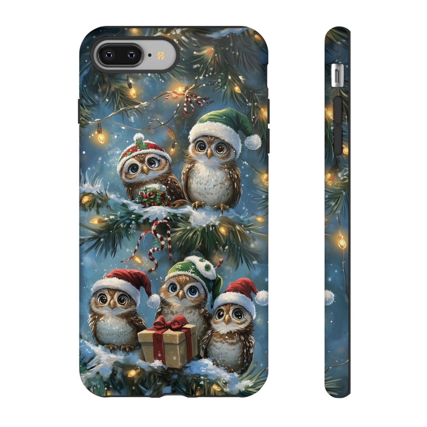 Christmas Owls Phone Case – Festive Holiday Design with Cute Owls and Gift