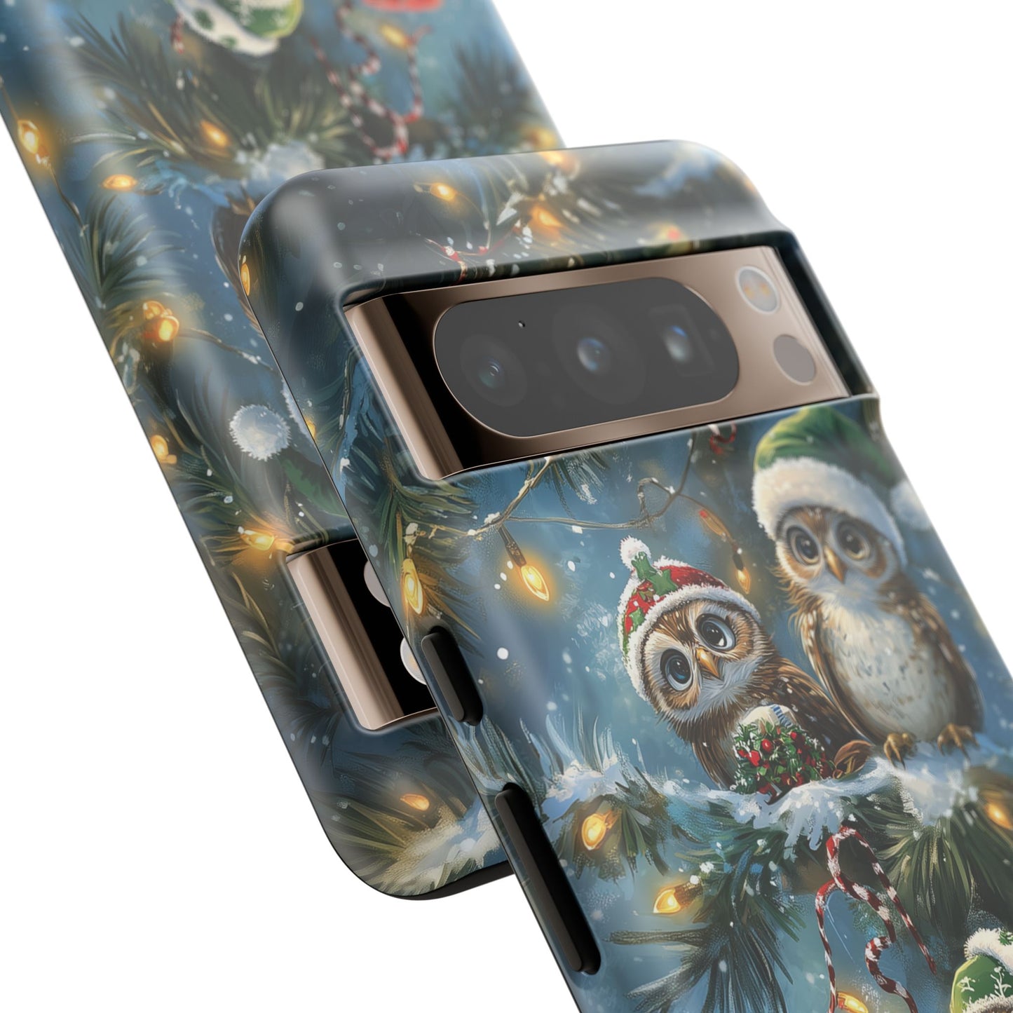 Christmas Owls Phone Case – Festive Holiday Design with Cute Owls and Gift