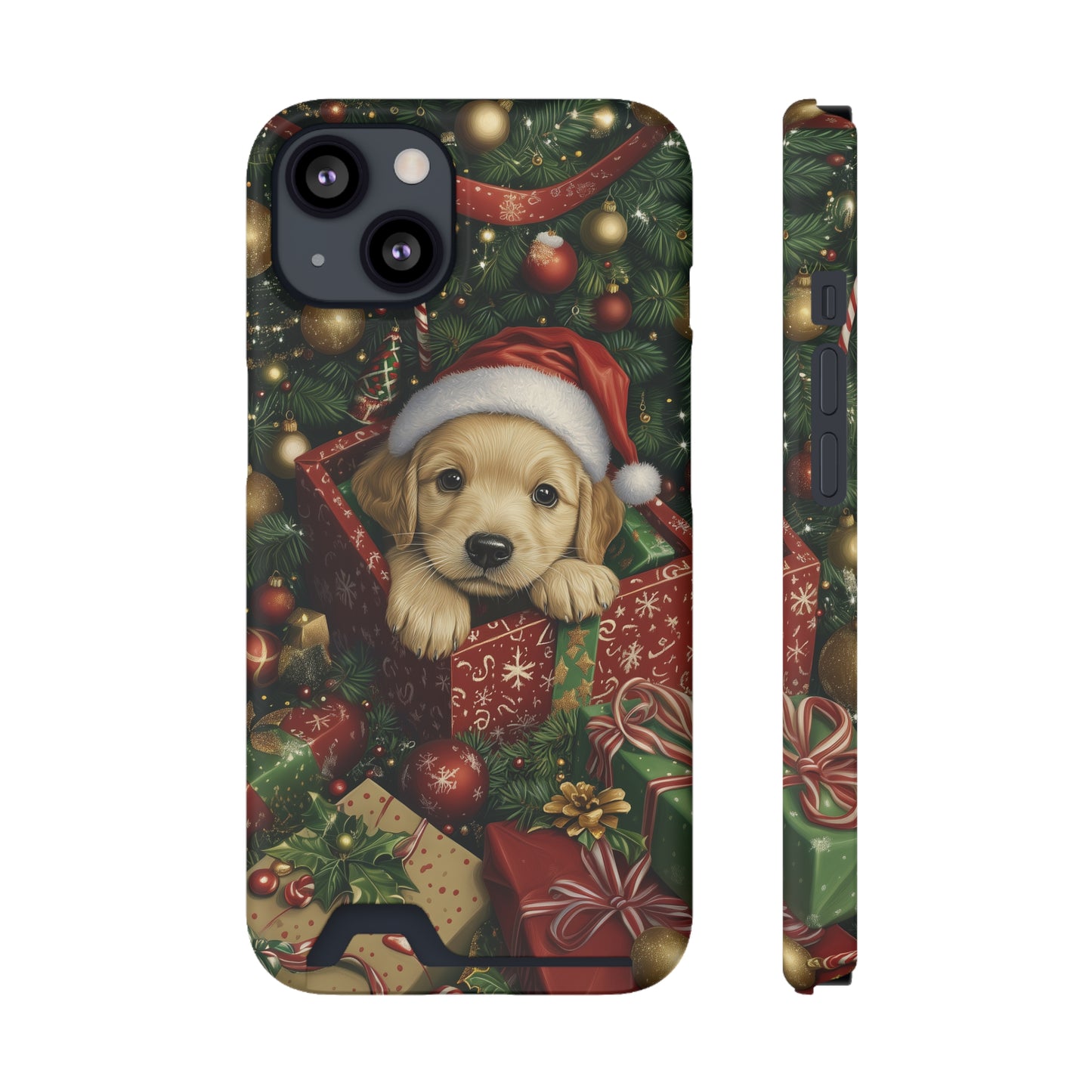 Christmas Puppy – Festive Holiday Design with Adorable Golden Retriever Phone Case With Card Holder