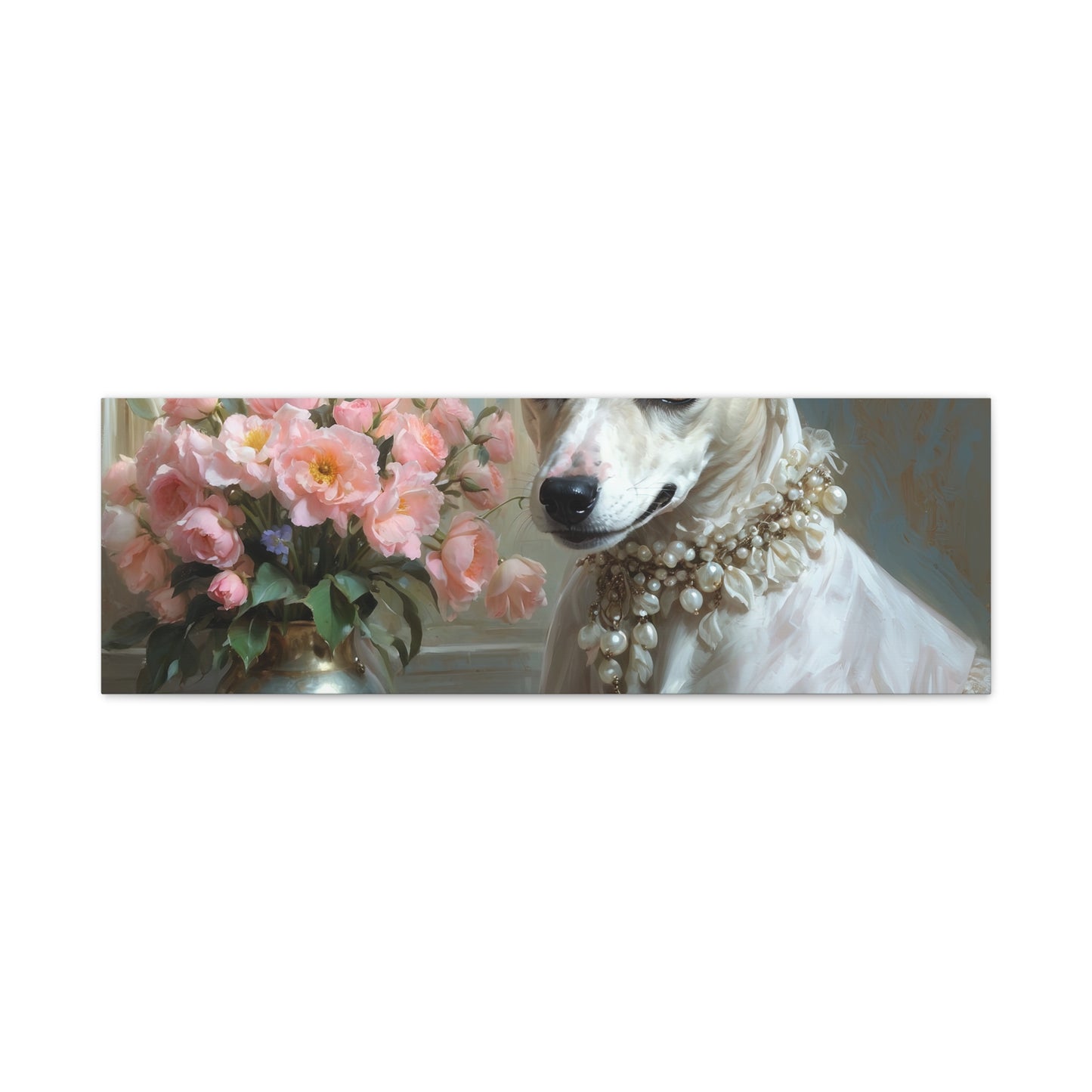 Matte Canvas, Stretched, 1.25" Renaissance Greyhound Lady with Floral Elegance