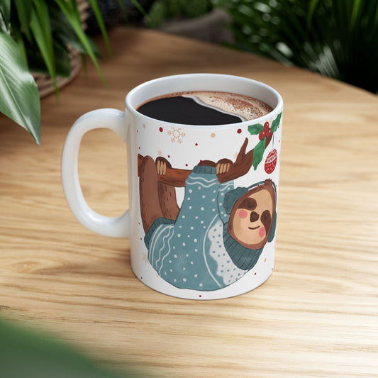 Christmas Sloth Mug with Festive Design – Cozy and Adorable Holiday Gift