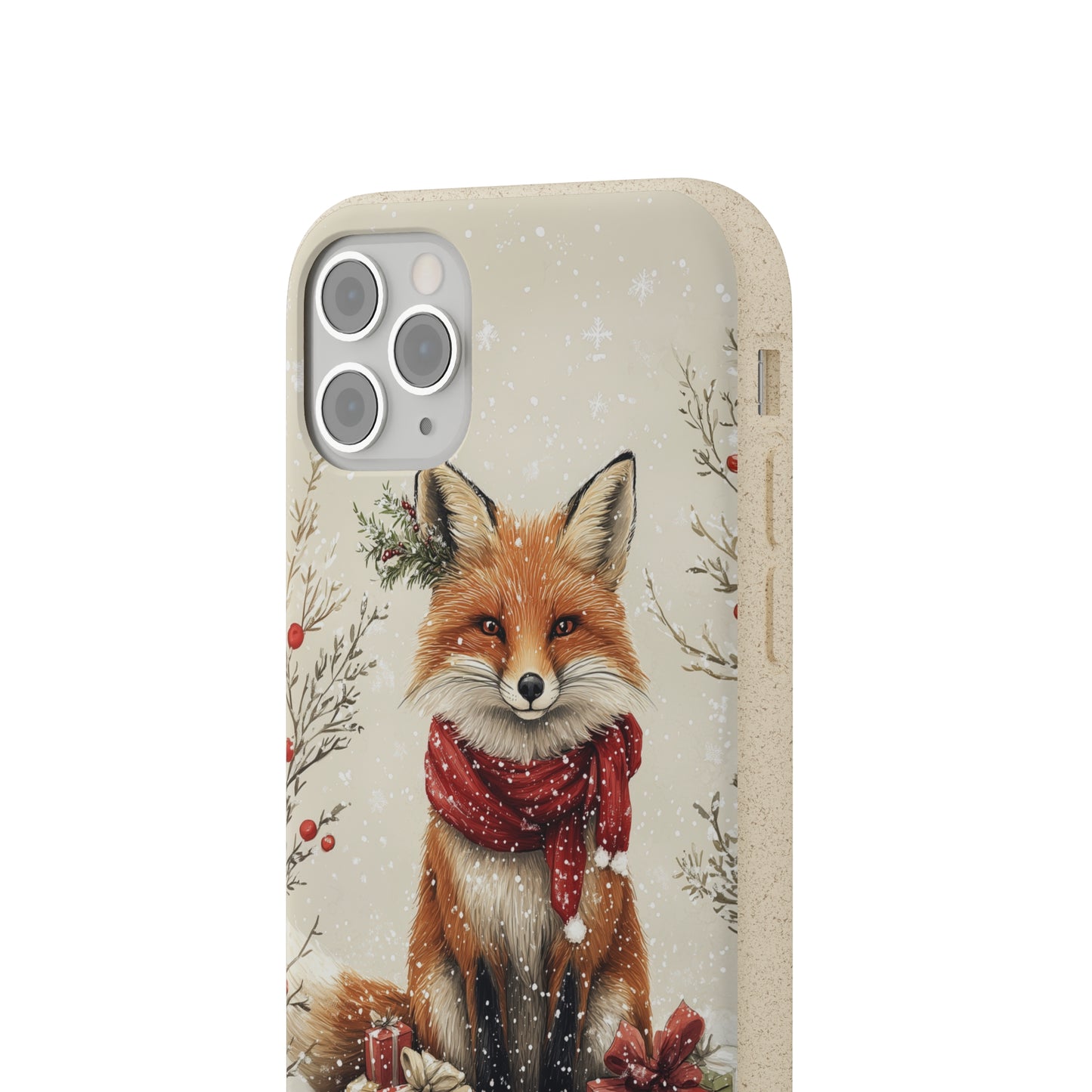 Christmas Fox Phone Case – Festive Holiday Design with Cute Fox and Gift Boxes - Biodegradable Cases