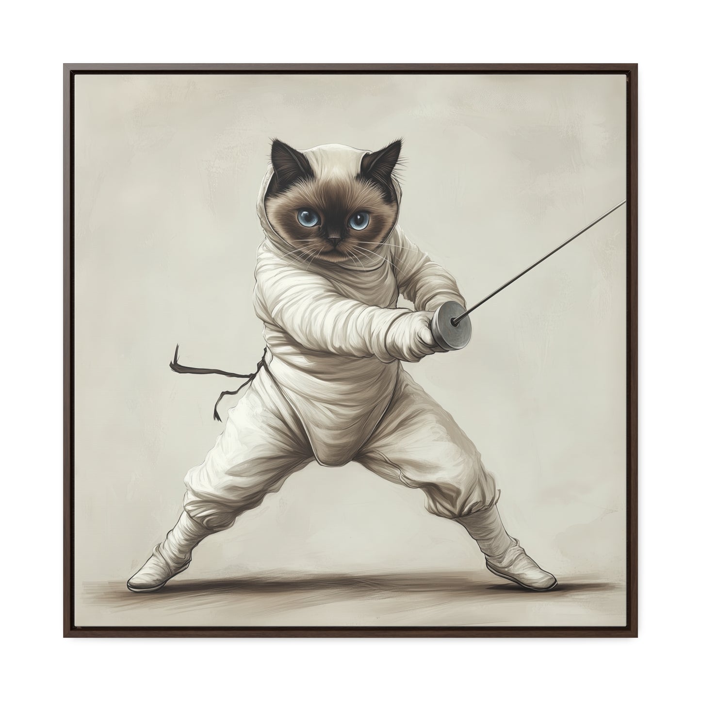 Gallery Canvas Wraps, Square Frame Ragdoll Cat Fencing Duel Illustration