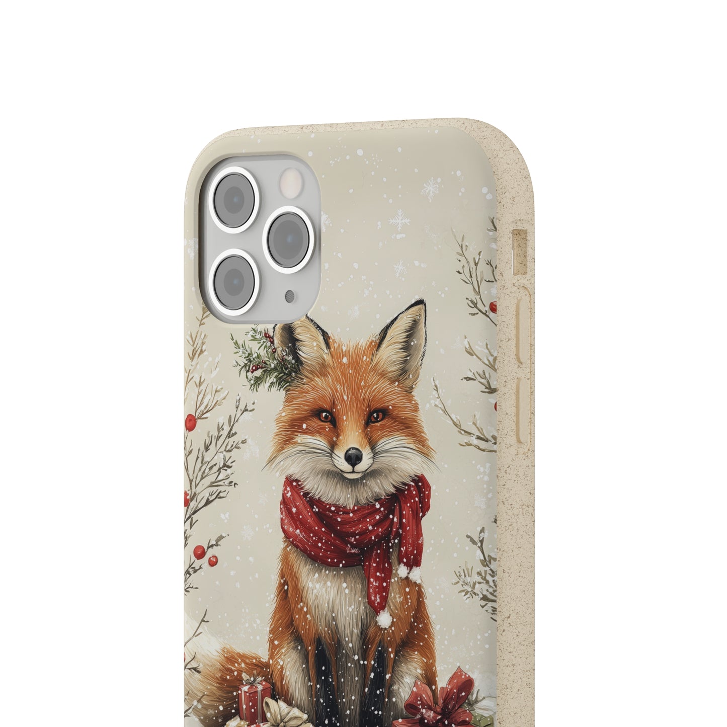 Christmas Fox Phone Case – Festive Holiday Design with Cute Fox and Gift Boxes - Biodegradable Cases