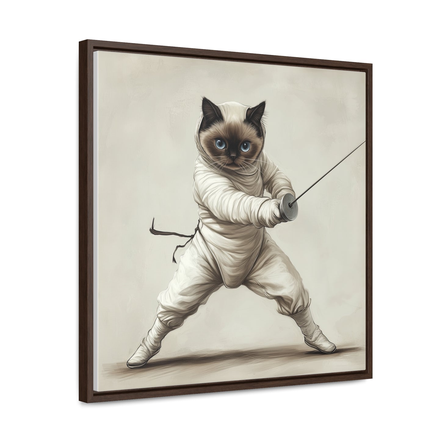 Gallery Canvas Wraps, Square Frame Ragdoll Cat Fencing Duel Illustration