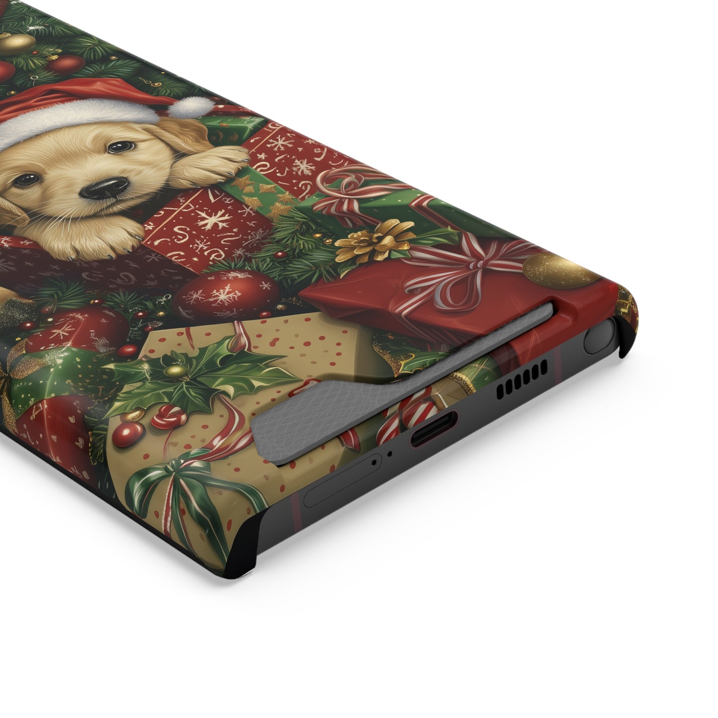 Christmas Puppy – Festive Holiday Design with Adorable Golden Retriever Phone Case With Card Holder