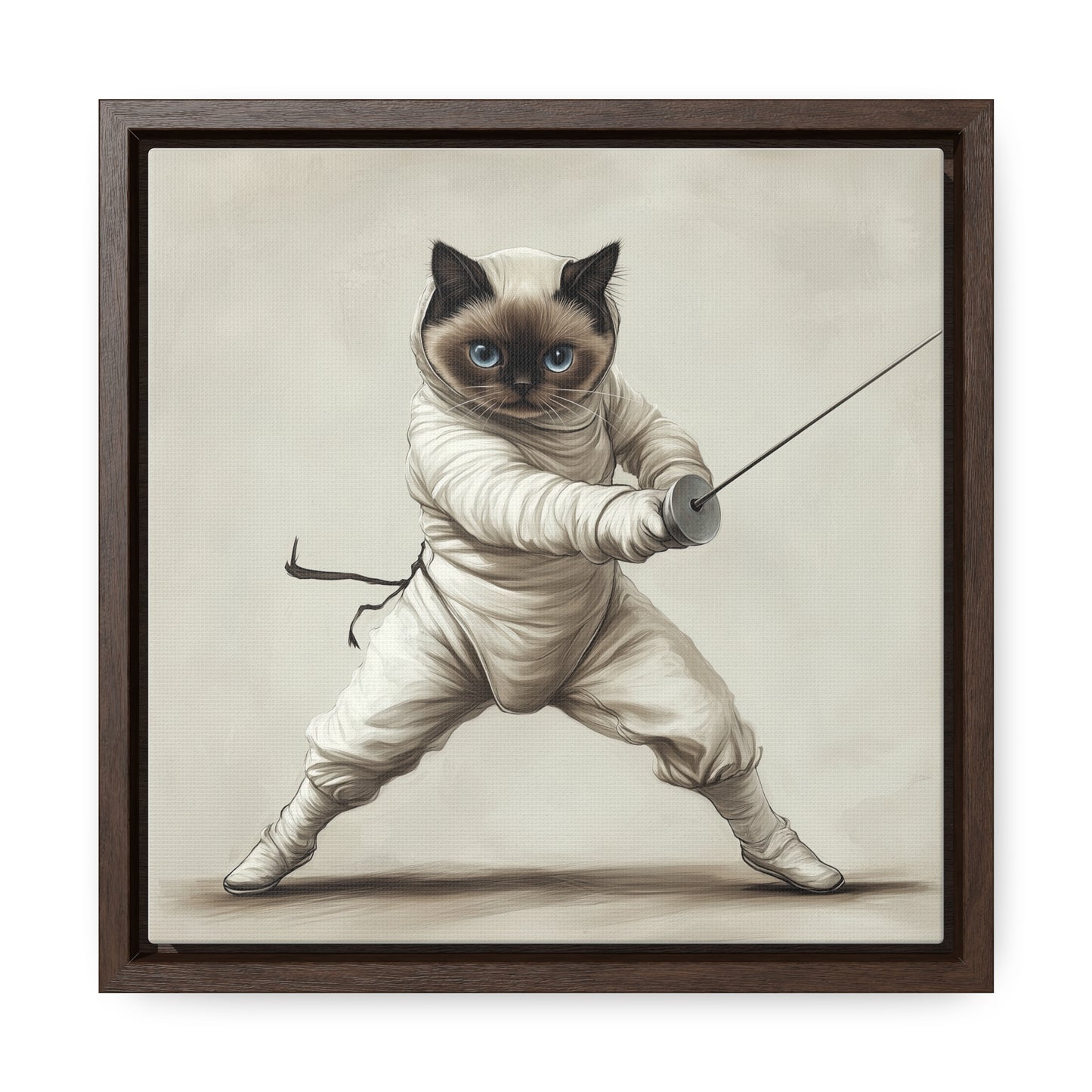 Gallery Canvas Wraps, Square Frame Ragdoll Cat Fencing Duel Illustration