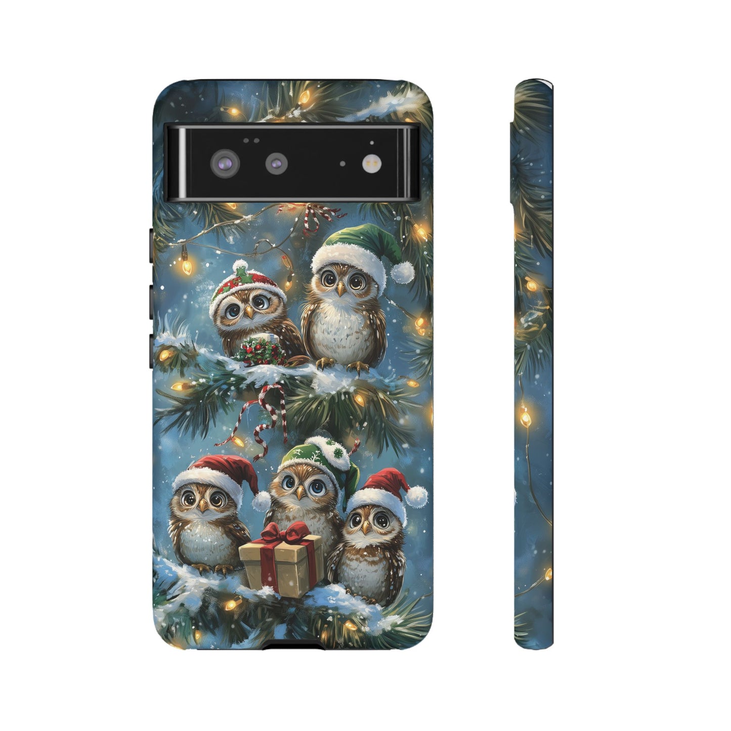 Christmas Owls Phone Case – Festive Holiday Design with Cute Owls and Gift