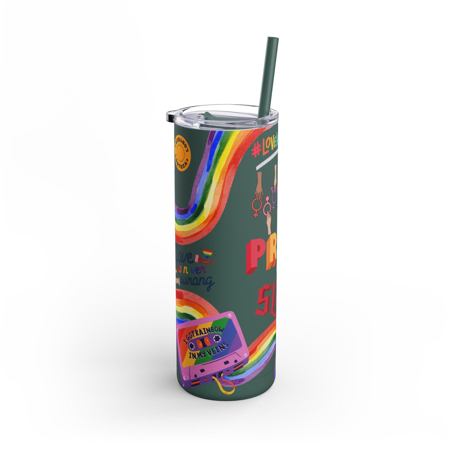 LGBTQ+ Pride Skinny Tumbler - Rainbow Love Wins Design Matte Tumbler, 20oz