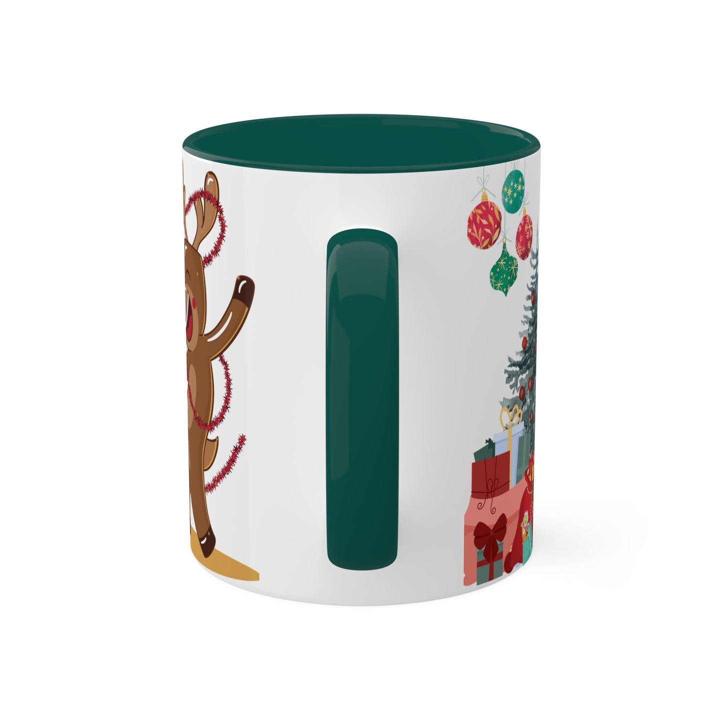 Cute Christmas Mug with Kids and Reindeer Design – Festive Holiday Coffee Cup