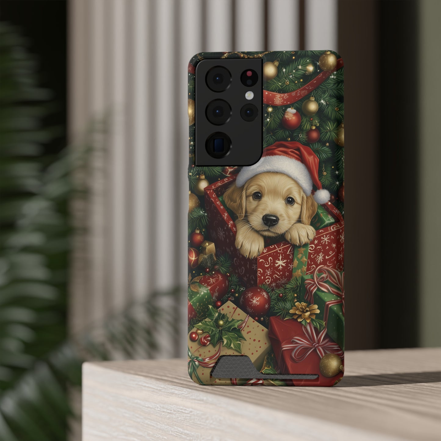 Christmas Puppy – Festive Holiday Design with Adorable Golden Retriever Phone Case With Card Holder