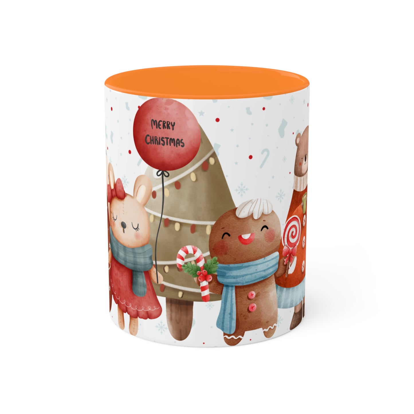 Festive Christmas Mug with Adorable Bear, Hedgehog, and Gingerbread Design – Holiday Coffee Cup