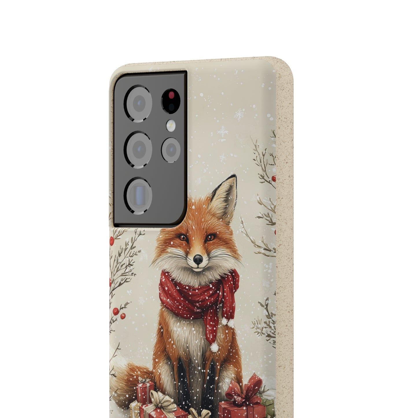 Christmas Fox Phone Case – Festive Holiday Design with Cute Fox and Gift Boxes - Biodegradable Cases