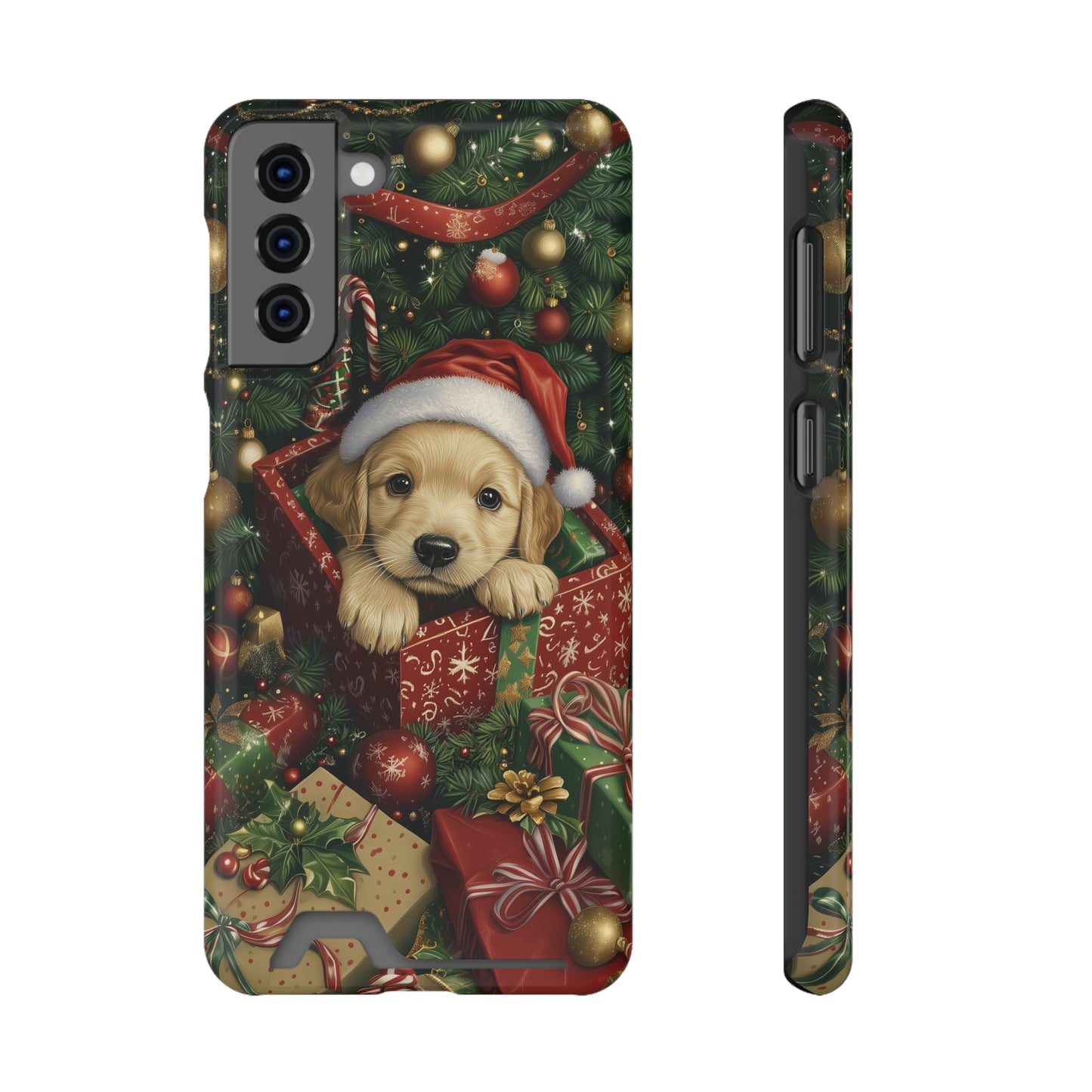 Christmas Puppy – Festive Holiday Design with Adorable Golden Retriever Phone Case With Card Holder