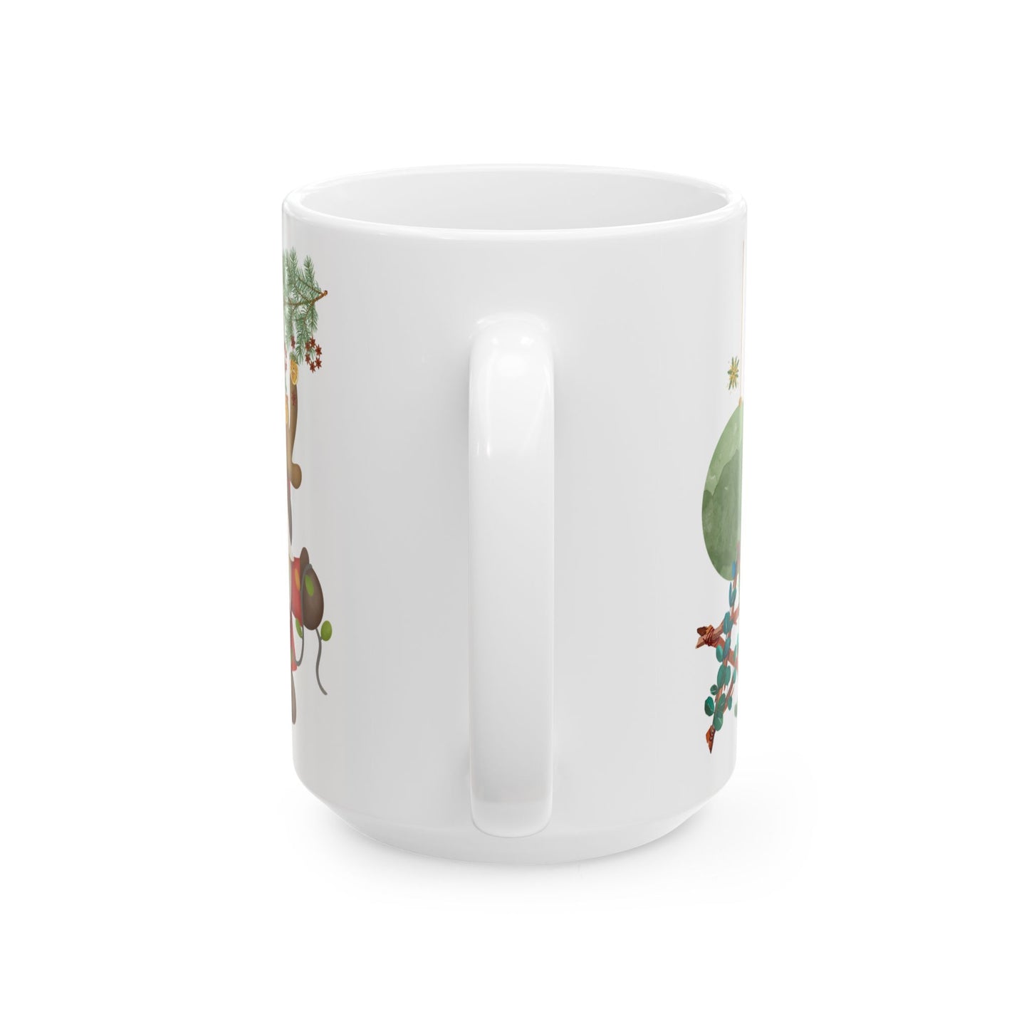 Watercolor Christmas Tree Mug – Festive Holiday Coffee Cup with Ornament Design, (11oz, 15oz)