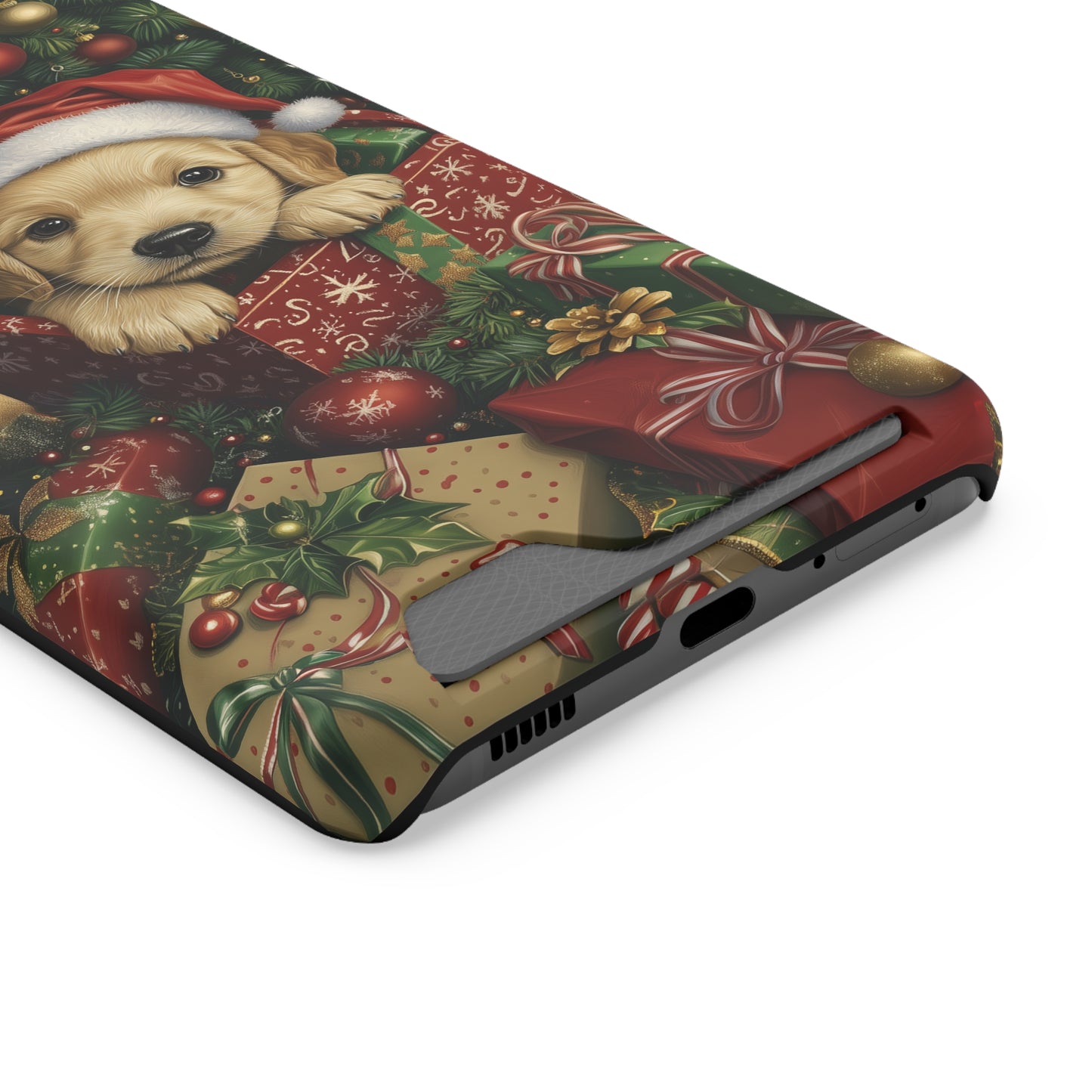 Christmas Puppy – Festive Holiday Design with Adorable Golden Retriever Phone Case With Card Holder