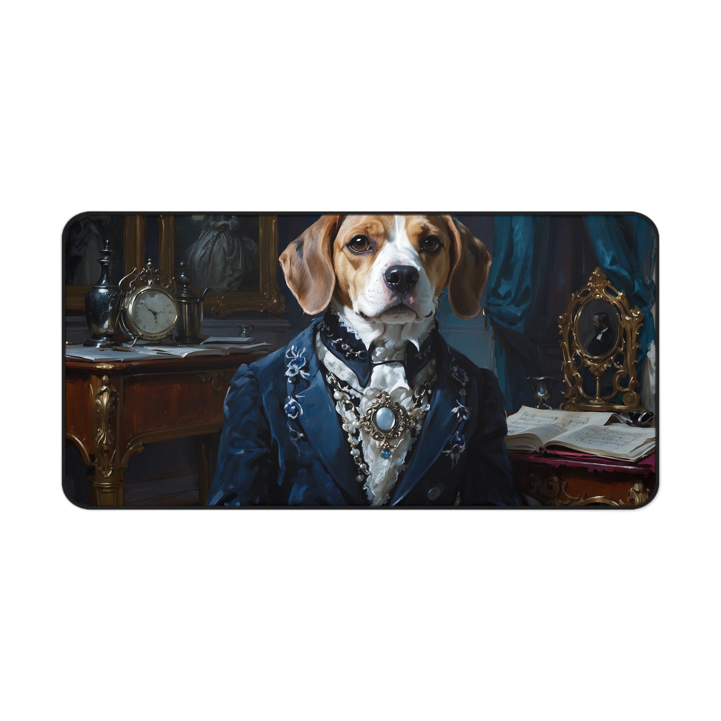 Desk Mat Baroque Beagle Composer in Luxurious Study