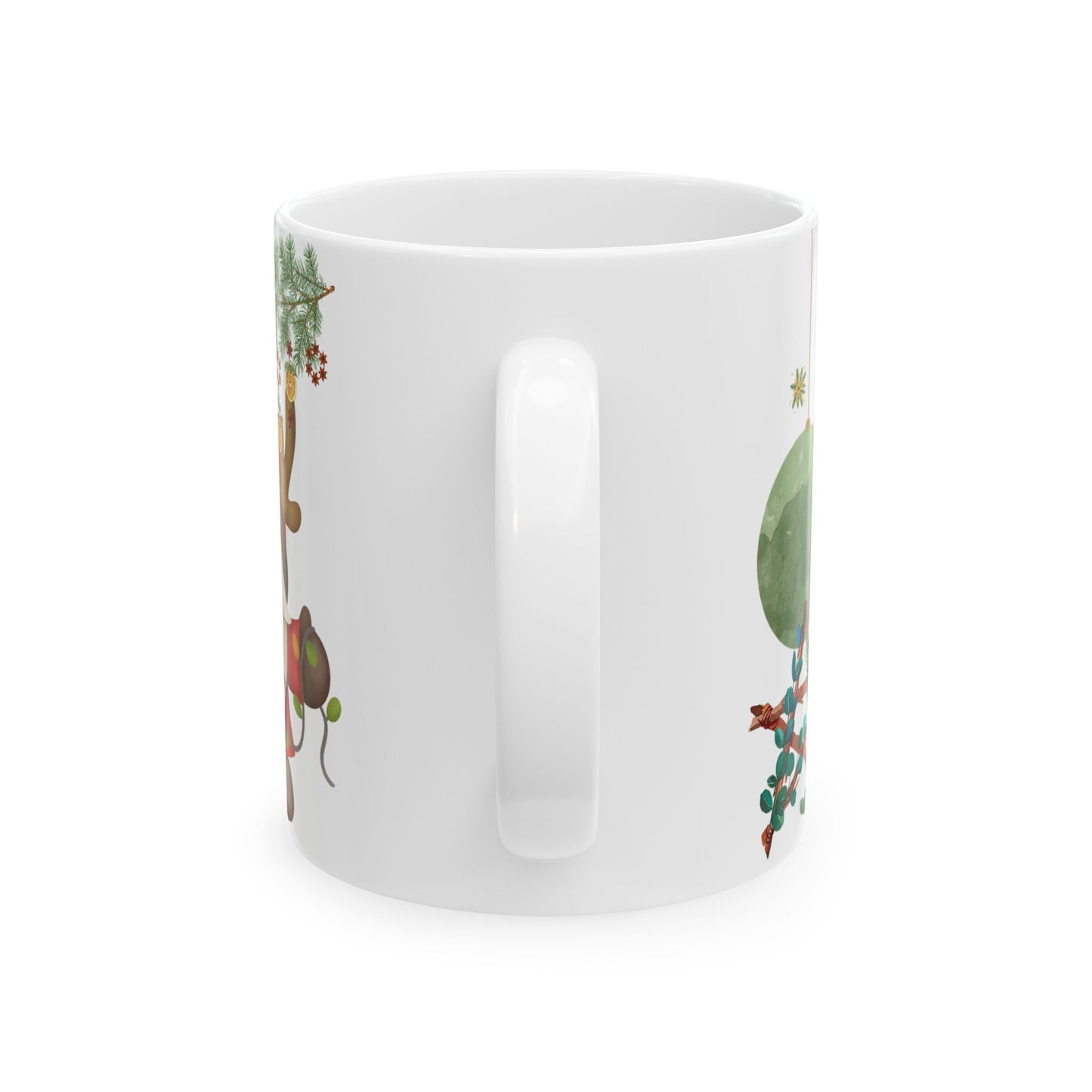 Watercolor Christmas Tree Mug – Festive Holiday Coffee Cup with Ornament Design, (11oz, 15oz)