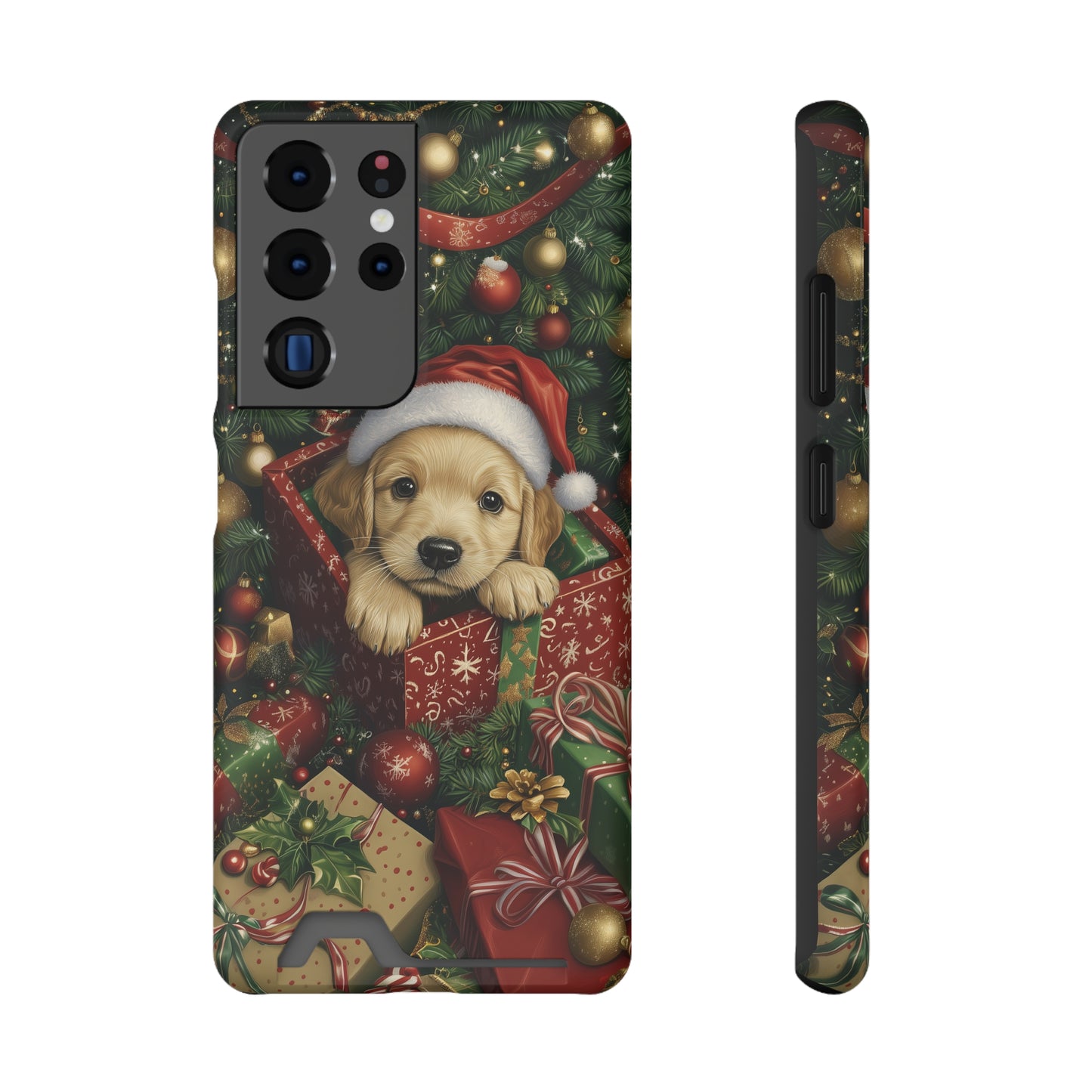 Christmas Puppy – Festive Holiday Design with Adorable Golden Retriever Phone Case With Card Holder