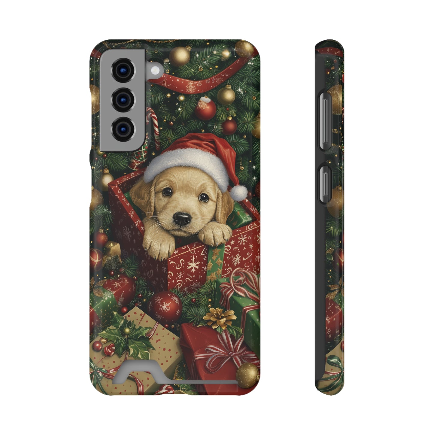 Christmas Puppy – Festive Holiday Design with Adorable Golden Retriever Phone Case With Card Holder