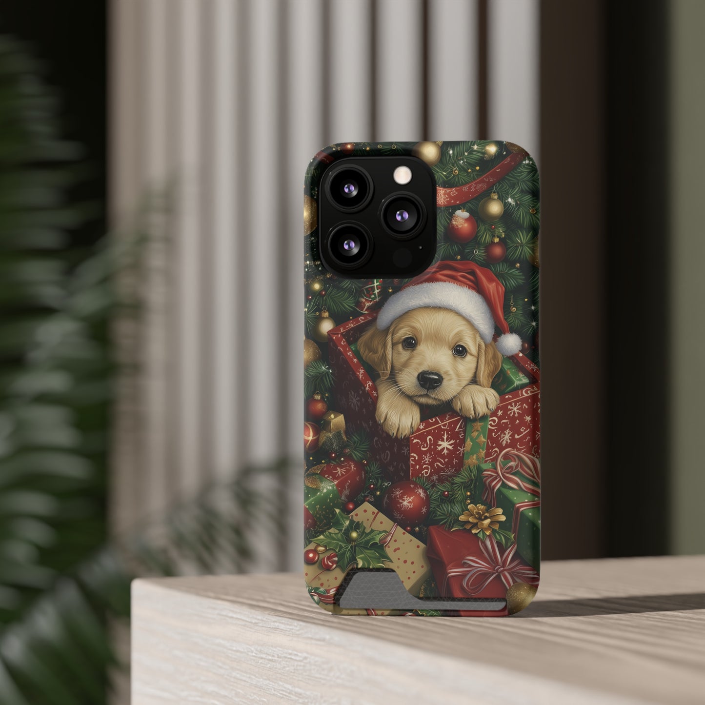 Christmas Puppy – Festive Holiday Design with Adorable Golden Retriever Phone Case With Card Holder