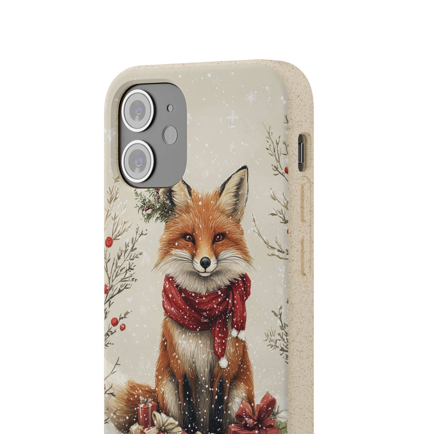 Christmas Fox Phone Case – Festive Holiday Design with Cute Fox and Gift Boxes - Biodegradable Cases