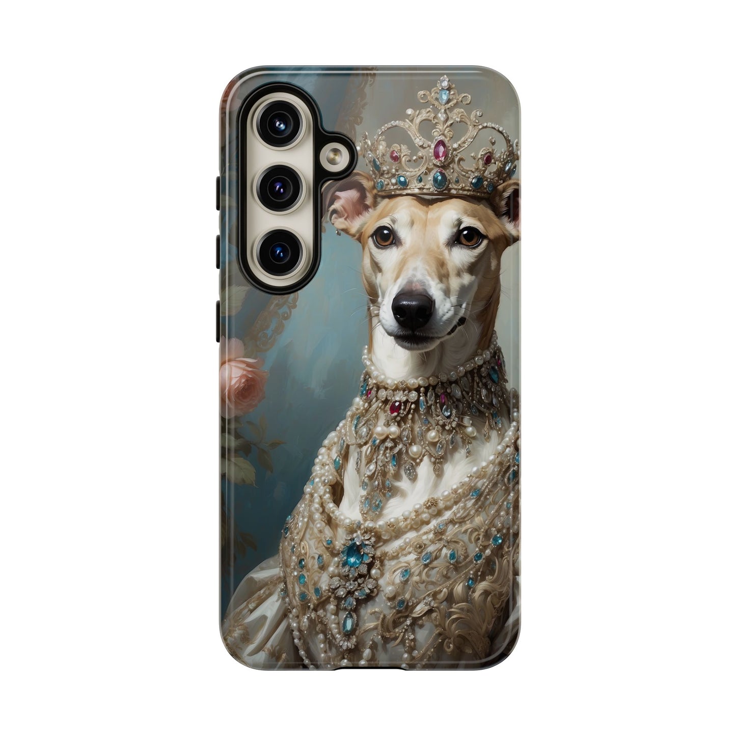 Tough Cases Regal Whippet: Elegance in Pearls and Jewels