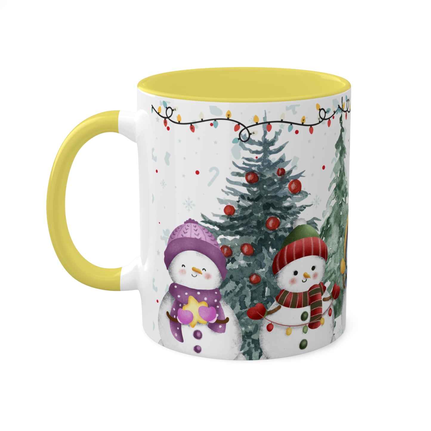 Snowman Christmas Mug with Winter Forest Scene – Holiday Coffee Mug