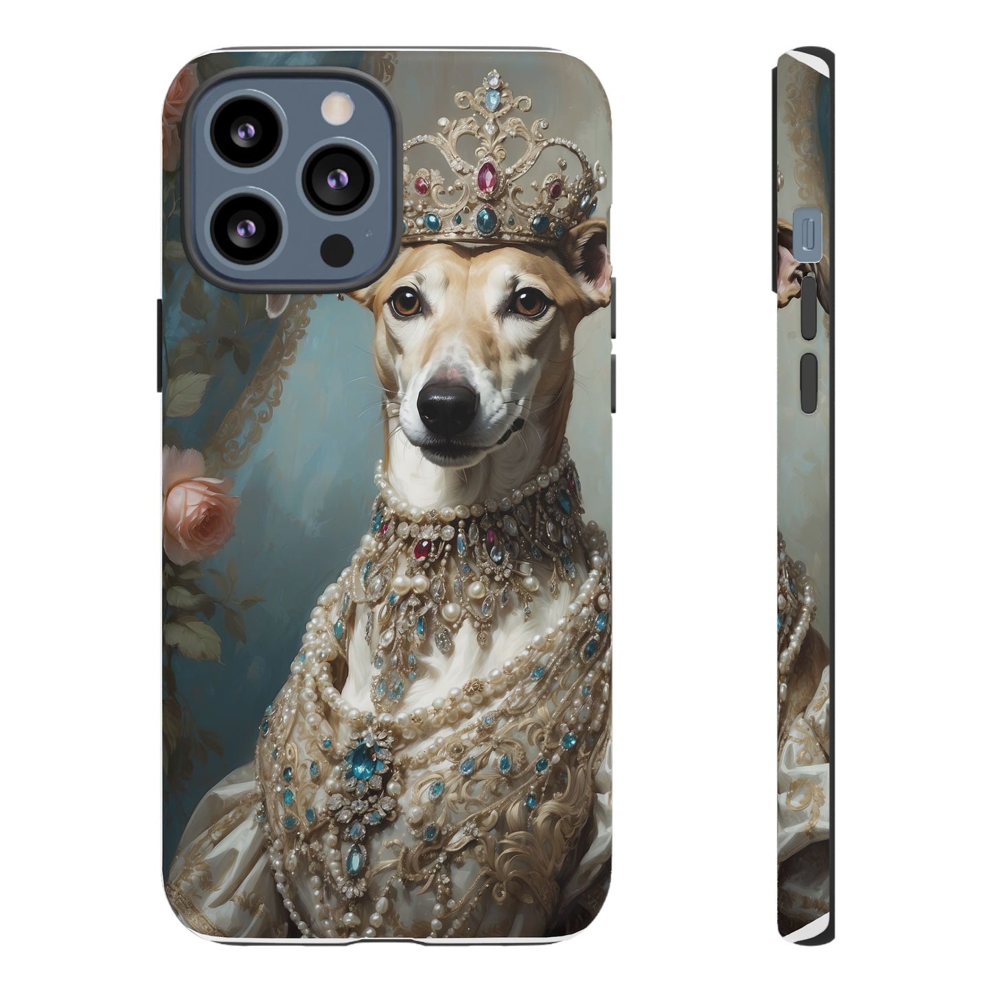 Tough Cases Regal Whippet: Elegance in Pearls and Jewels