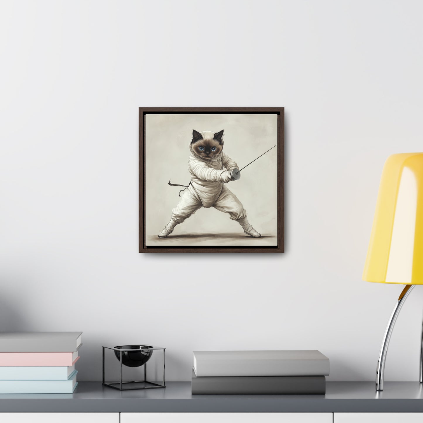 Gallery Canvas Wraps, Square Frame Ragdoll Cat Fencing Duel Illustration