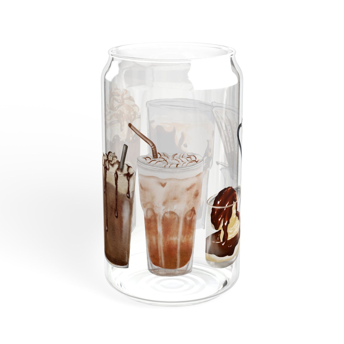 Eco-Friendly Glass Tumbler with Bamboo Lid & Straw – Coffee Brewing Art Design, 16oz