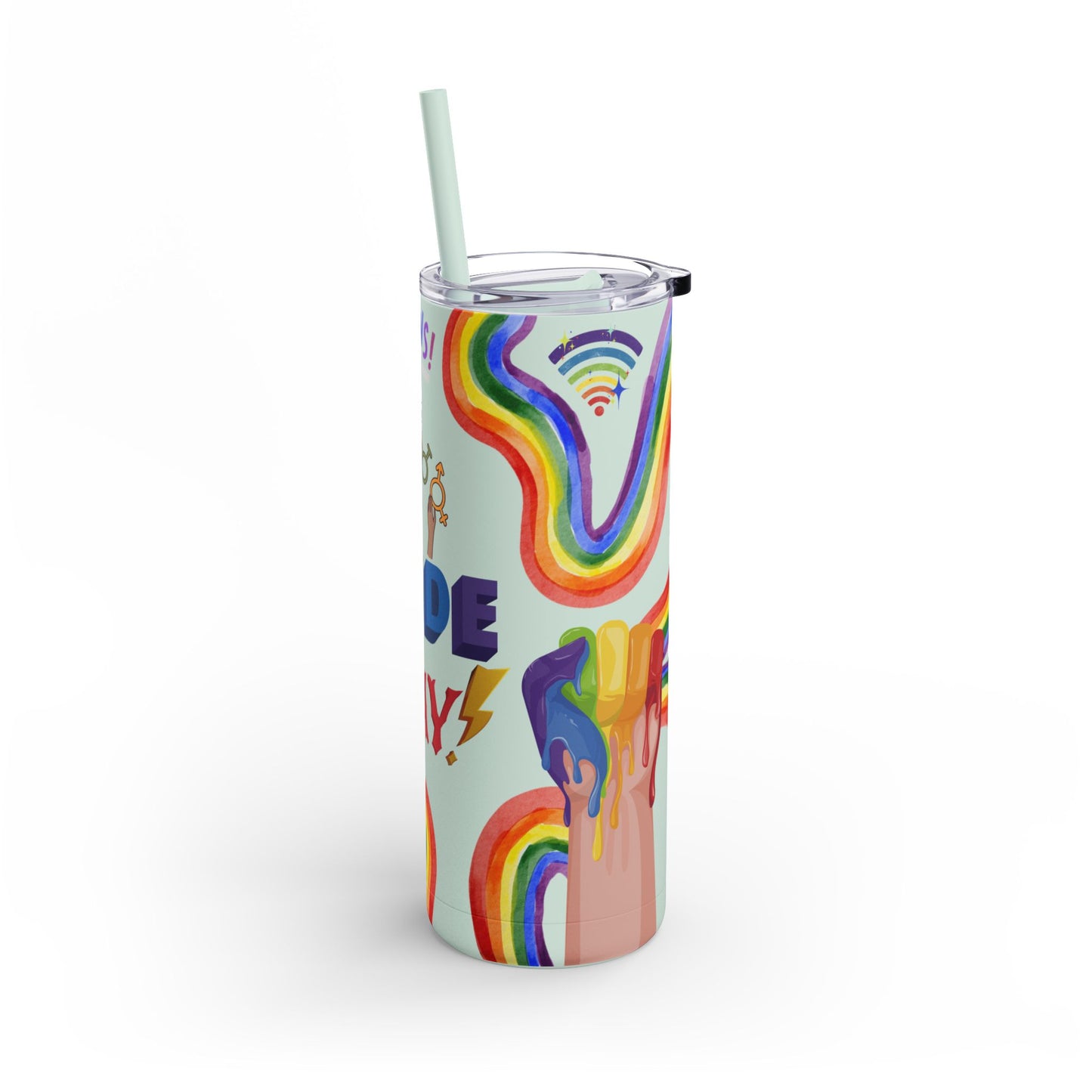 LGBTQ+ Pride Skinny Tumbler - Rainbow Love Wins Design Matte Tumbler, 20oz