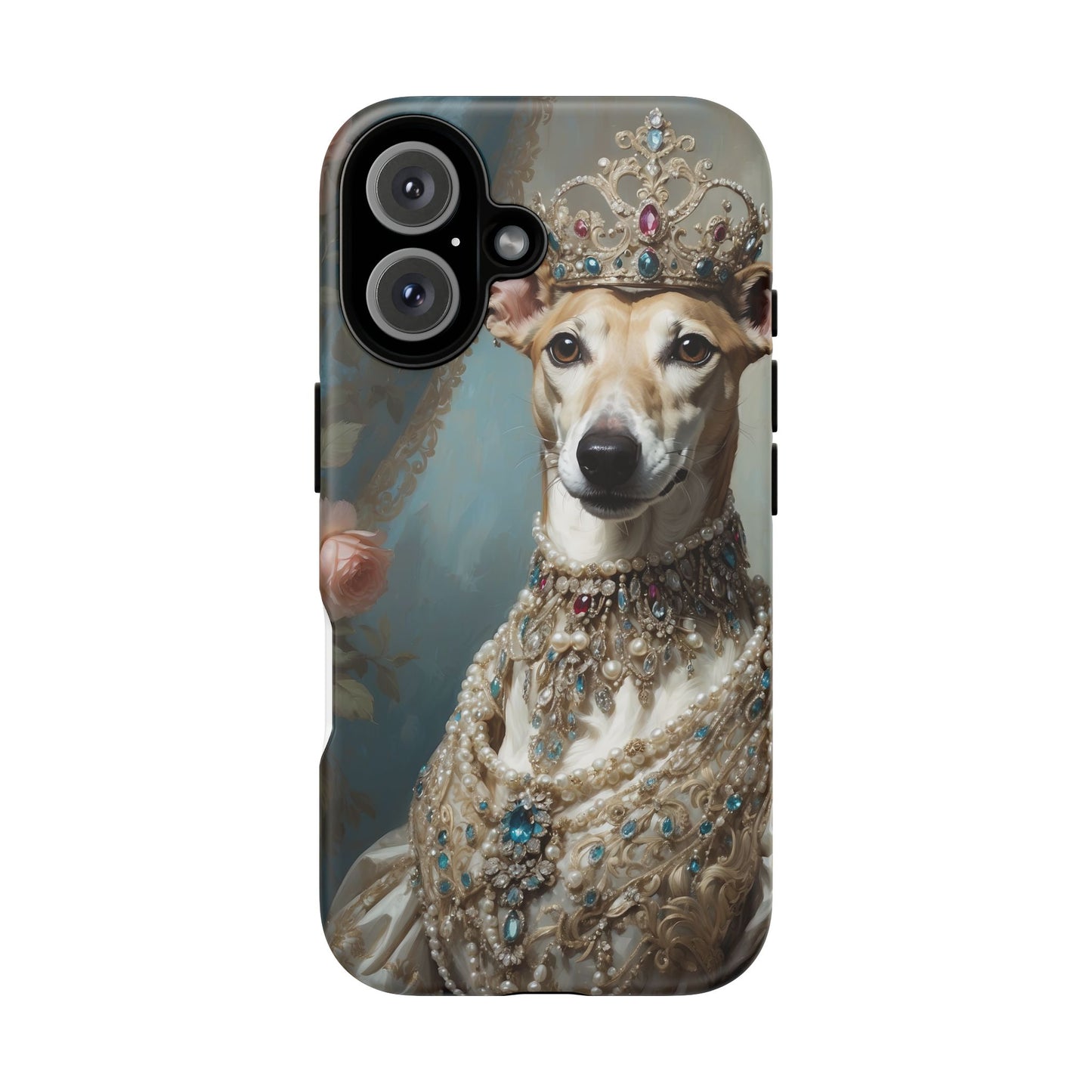 Tough Cases Regal Whippet: Elegance in Pearls and Jewels