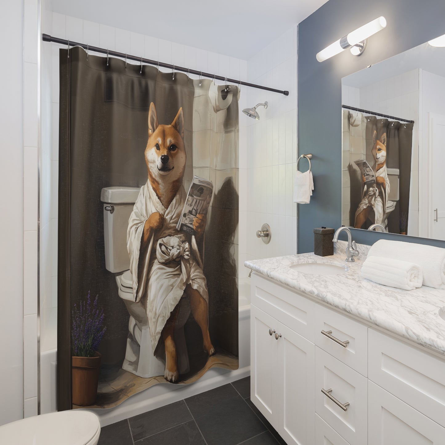 Shower Curtains Cheeky Shiba: Bathroom Humor in Style