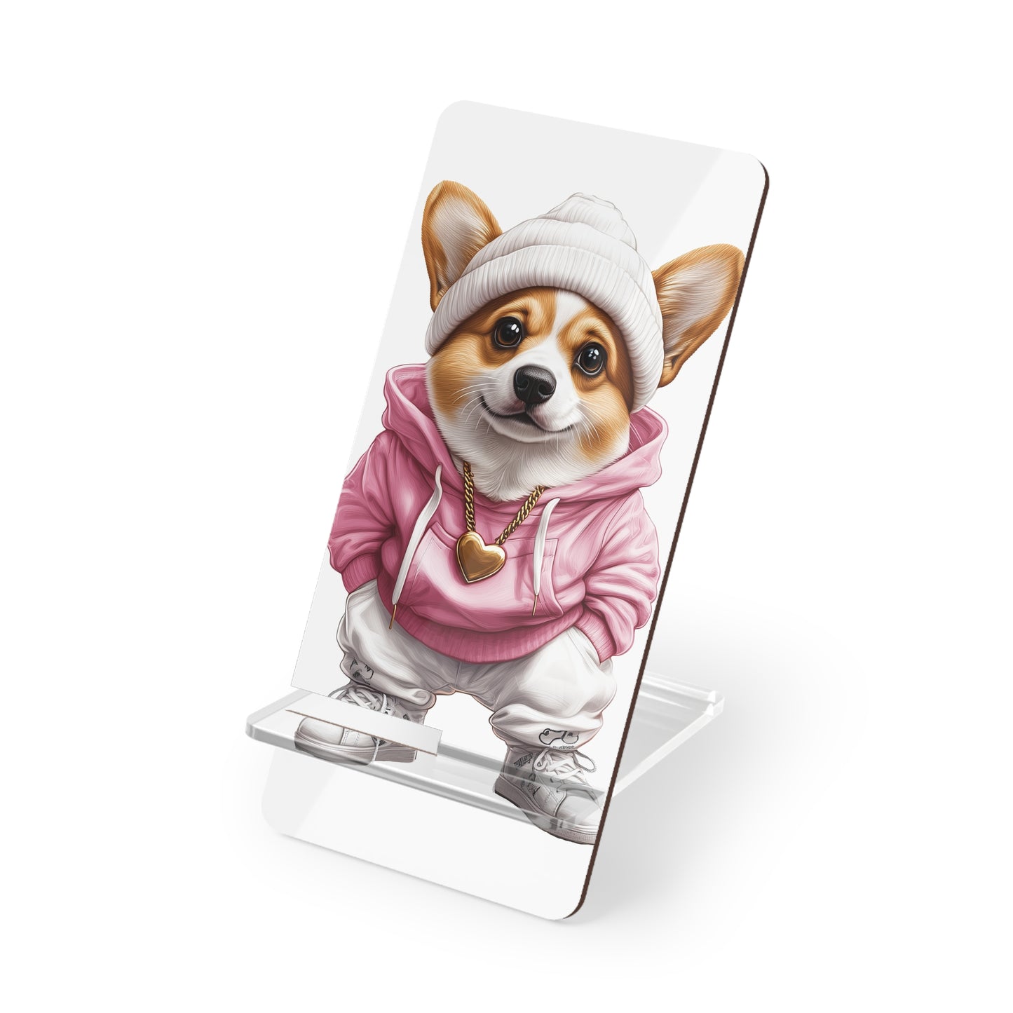 Mobile Display Stand for Smartphones Street Style Corgi: Cozy and Cool