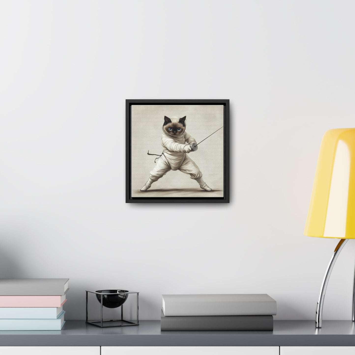 Gallery Canvas Wraps, Square Frame Ragdoll Cat Fencing Duel Illustration