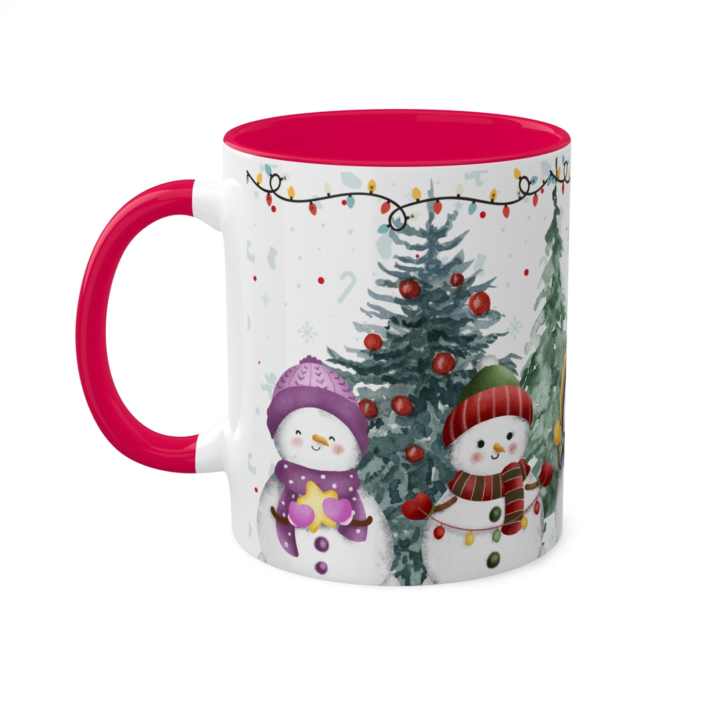 Snowman Christmas Mug with Winter Forest Scene – Holiday Coffee Mug