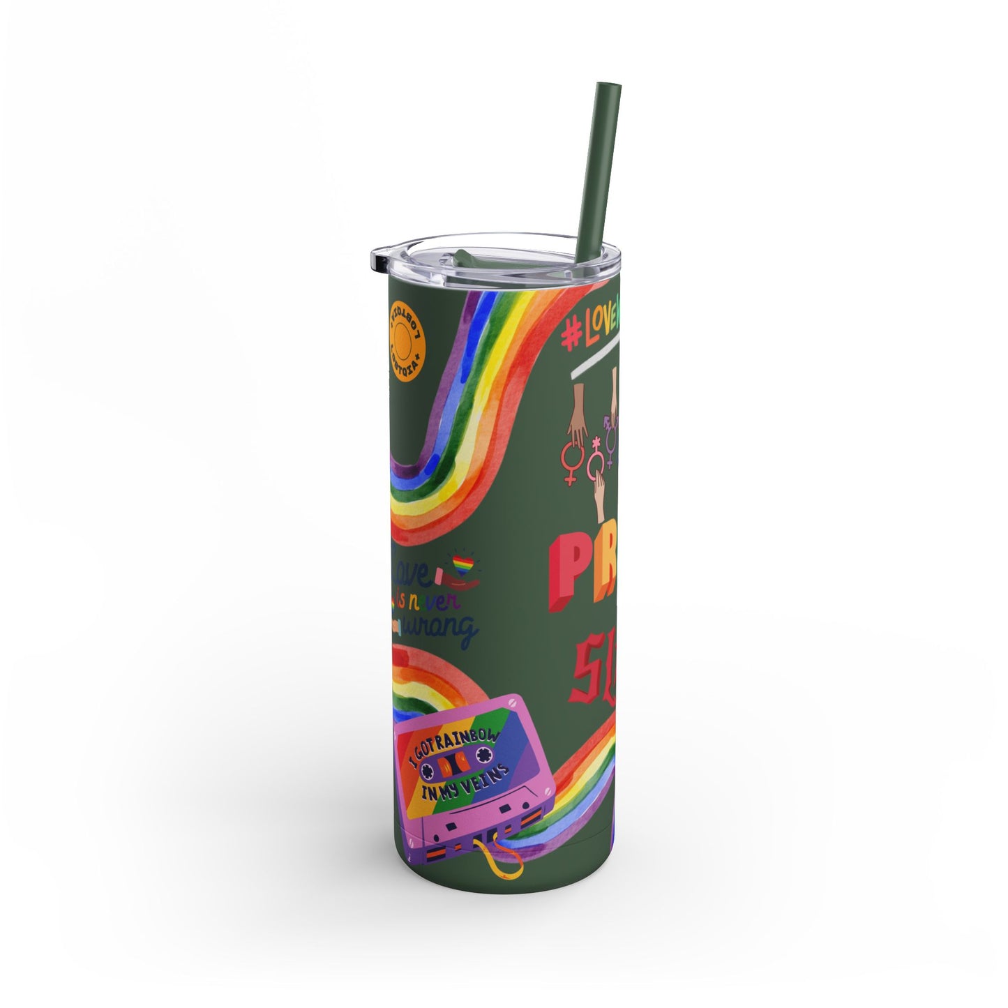 LGBTQ+ Pride Skinny Tumbler - Rainbow Love Wins Design Matte Tumbler, 20oz