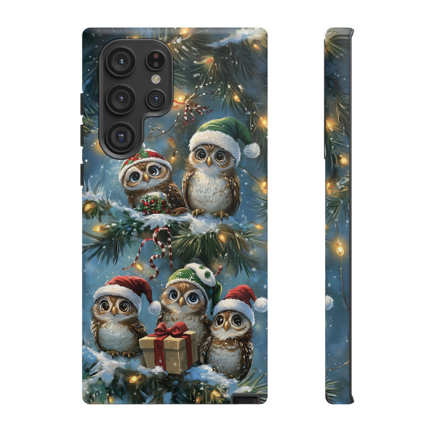 Christmas Owls Phone Case – Festive Holiday Design with Cute Owls and Gift