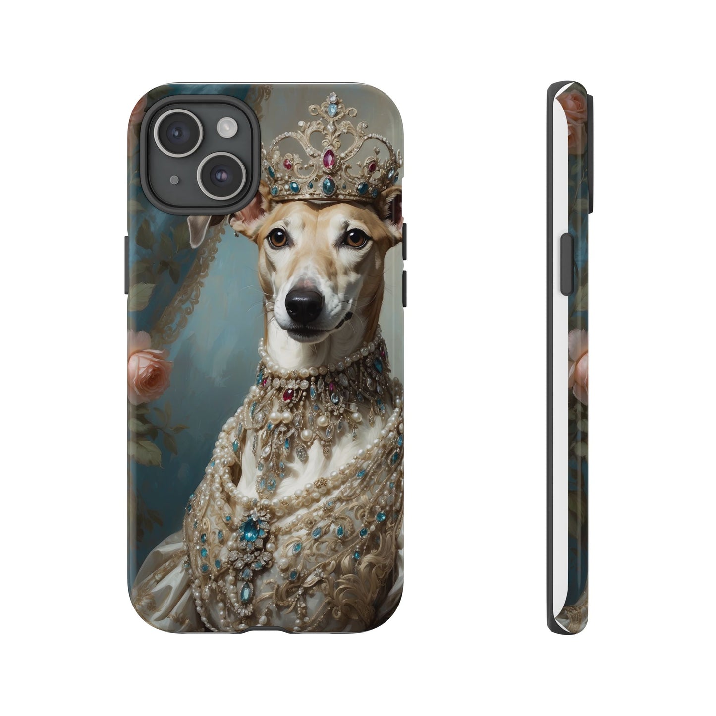 Tough Cases Regal Whippet: Elegance in Pearls and Jewels