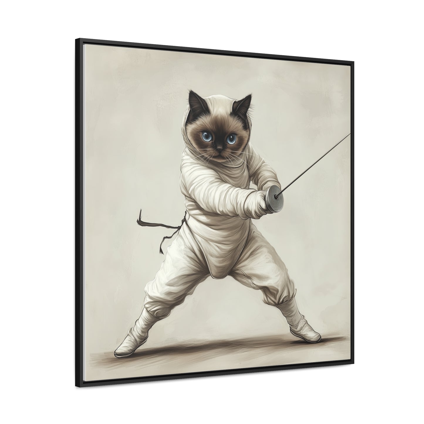 Gallery Canvas Wraps, Square Frame Ragdoll Cat Fencing Duel Illustration