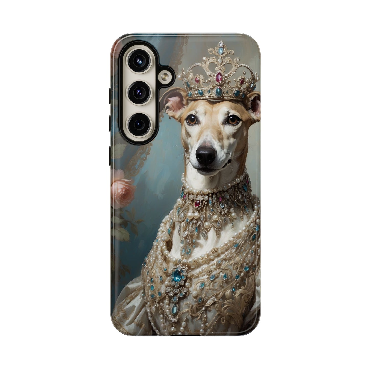 Tough Cases Regal Whippet: Elegance in Pearls and Jewels