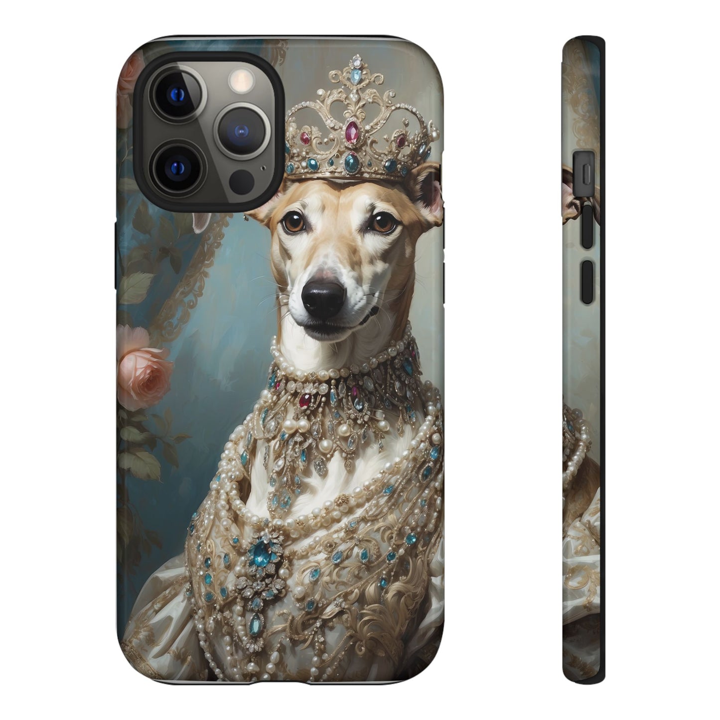 Tough Cases Regal Whippet: Elegance in Pearls and Jewels