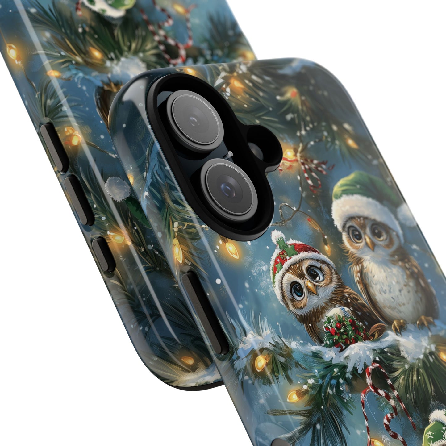 Christmas Owls Phone Case – Festive Holiday Design with Cute Owls and Gift