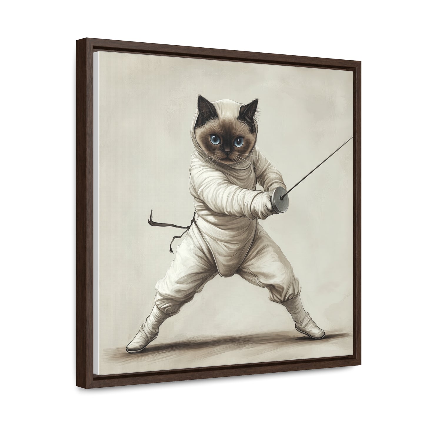 Gallery Canvas Wraps, Square Frame Ragdoll Cat Fencing Duel Illustration