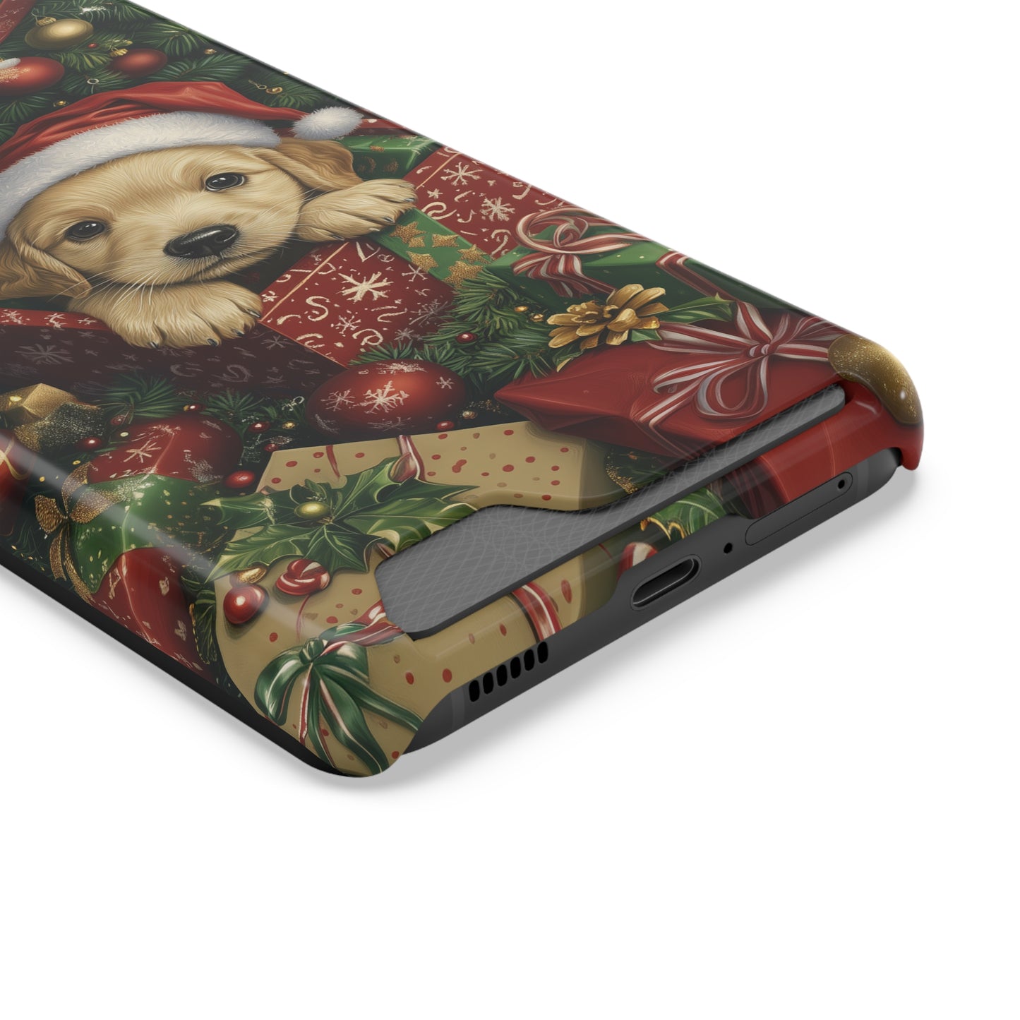 Christmas Puppy – Festive Holiday Design with Adorable Golden Retriever Phone Case With Card Holder