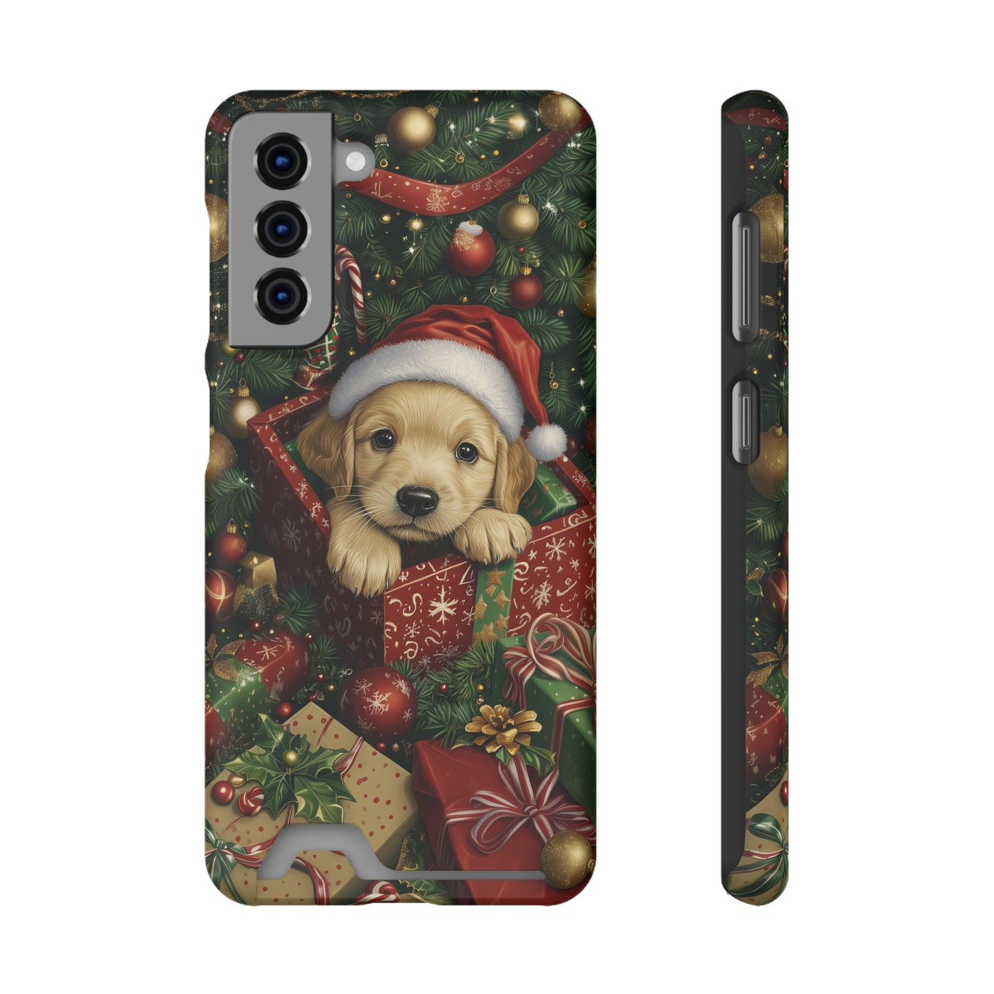 Christmas Puppy – Festive Holiday Design with Adorable Golden Retriever Phone Case With Card Holder