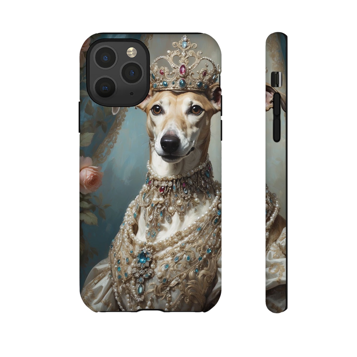 Tough Cases Regal Whippet: Elegance in Pearls and Jewels